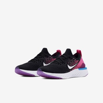 Nike Epic React Flyknit 2 - Nagyobb Gyerek Futócipő - Fekete/Rózsaszín/Lila/Fehér